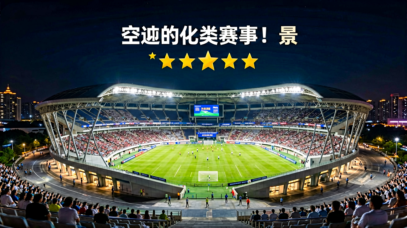 现代化体育场馆夜景，V体育平台覆盖各类赛事